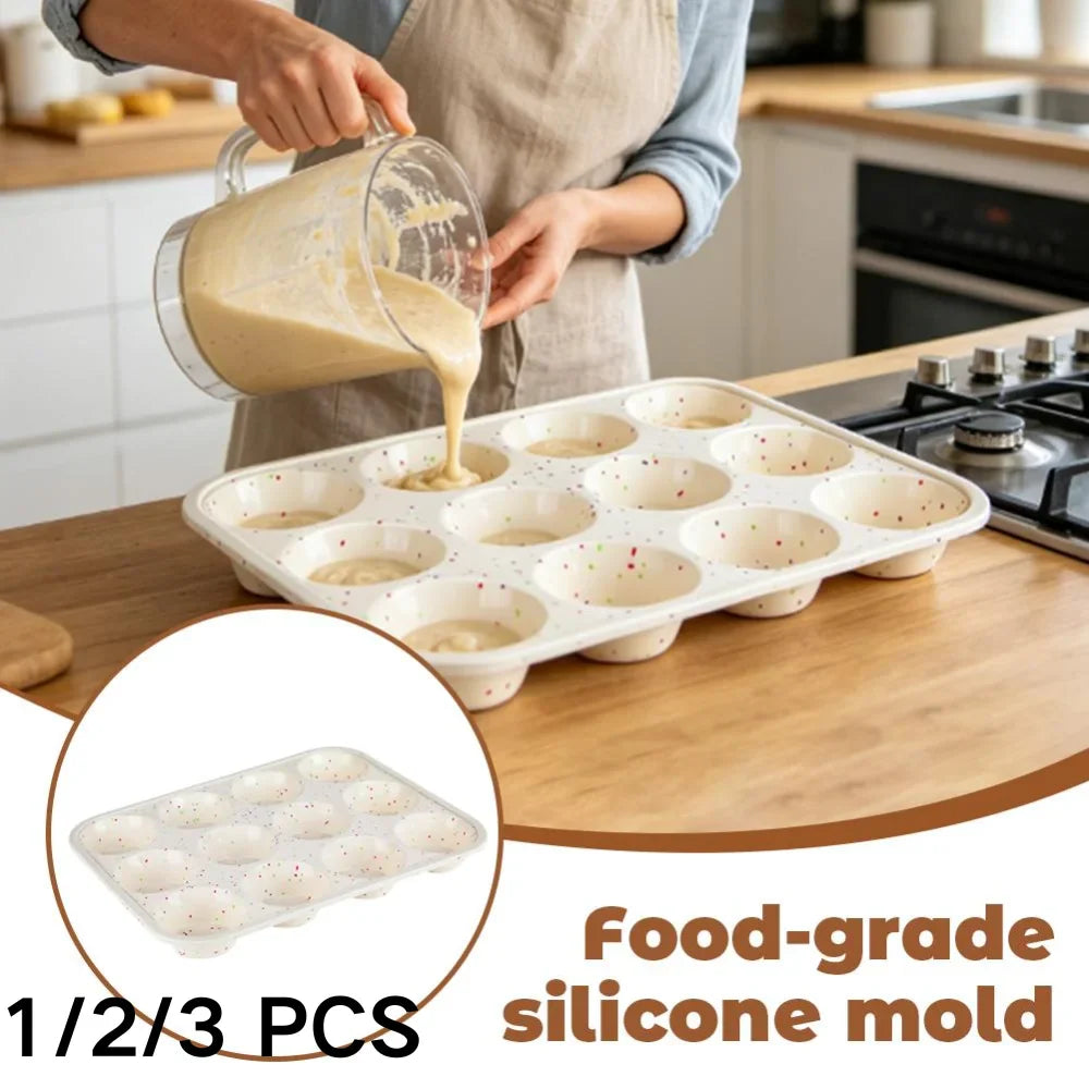 Nonstick Silicone Muffin Pan – 12-Cavity Cupcake Baking Mold