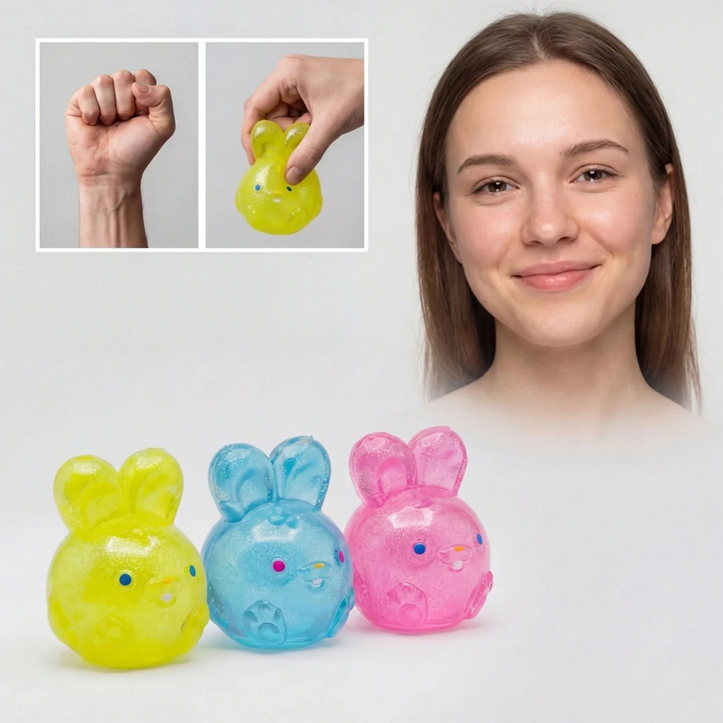 Rabbit Jelly Squishy Toy TPR Fidget – Kids & Adults Squeeze Fun