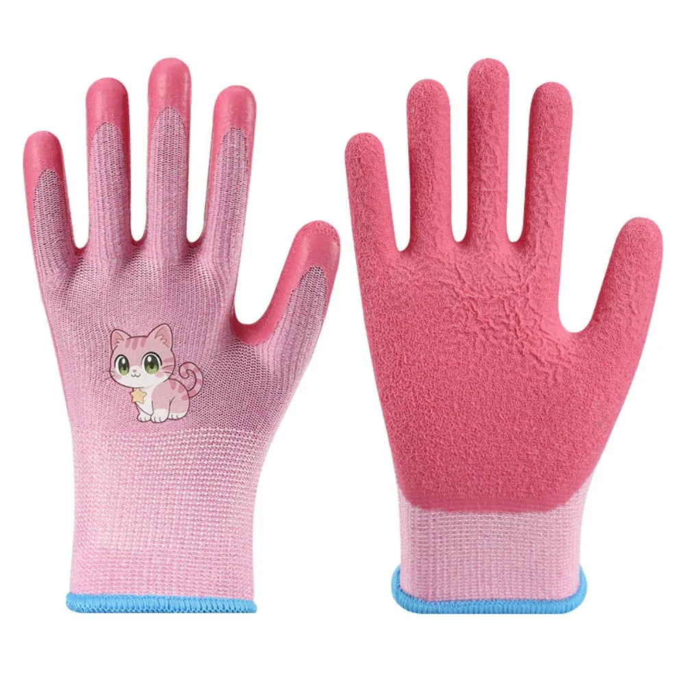 Waterproof Kids Beach Gloves Non-Slip Cartoon Animal Pattern Children Protective Glove Breathable Wear Resistant Work Gloves Peaceful Pleasures Health and Wellness Pink 18.5cm-7.28in