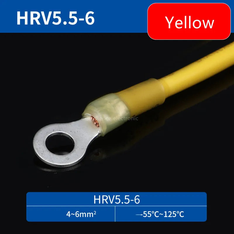 20PCS RV Circular Heat Shrink Waterproof End Male Female Plug Spring Quick Wiring Annular Pre Insulated Cold Pressed Terminal Peaceful Pleasures Health and Wellness RV5.5-M6 Yellow