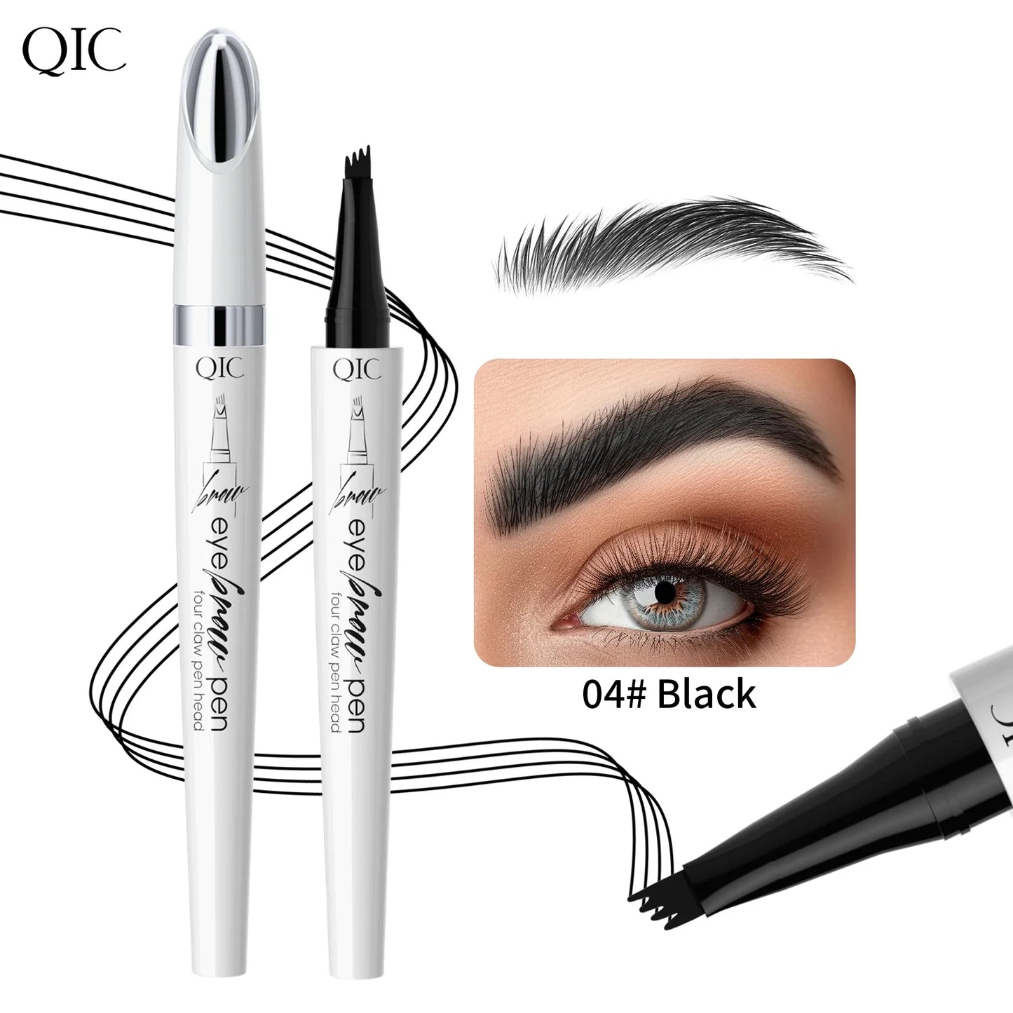 QIC 4-Tip Waterproof Microblading Eyebrow Pen | 4 Colors