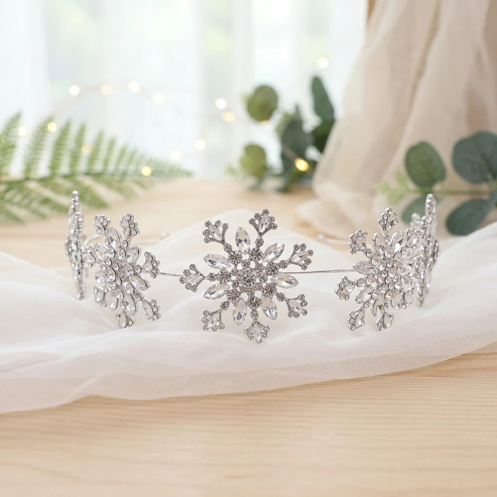 Bridal Rhinestone Hairband Korean Style Snowflake Hair Accessory for Wedding Updo Peaceful Pleasures Health and Wellness