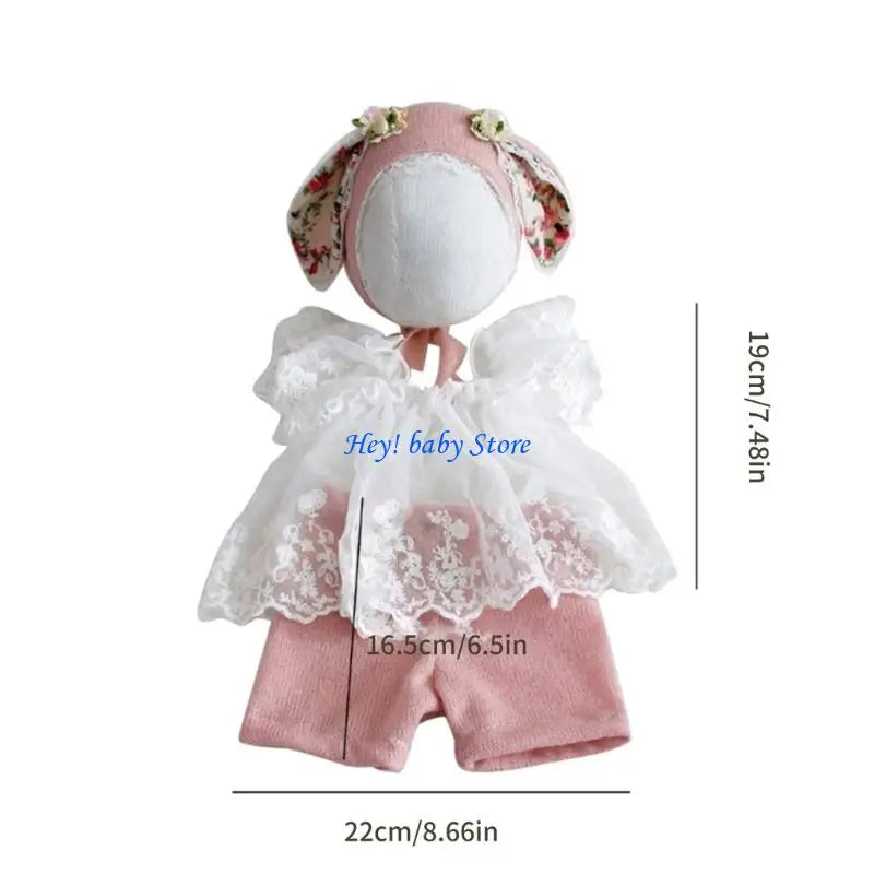 Newborn Photo Outfit | Lace Tulle Dress & Animal Ear Hat Set