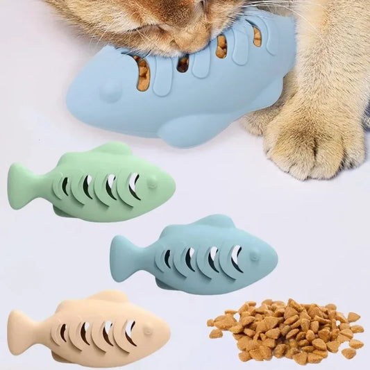 Fish-Shaped Silicone Cat Chew Toy | Interactive Treat Dispenser Cat Chew Toy Peaceful Pleasures Health and Wellness