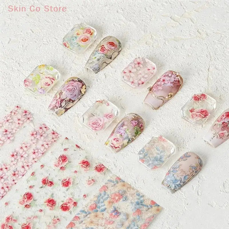 1Pcs Flower Nail Transfer Foils Stickers for Nail Art Peaceful Pleasures Health and Wellness