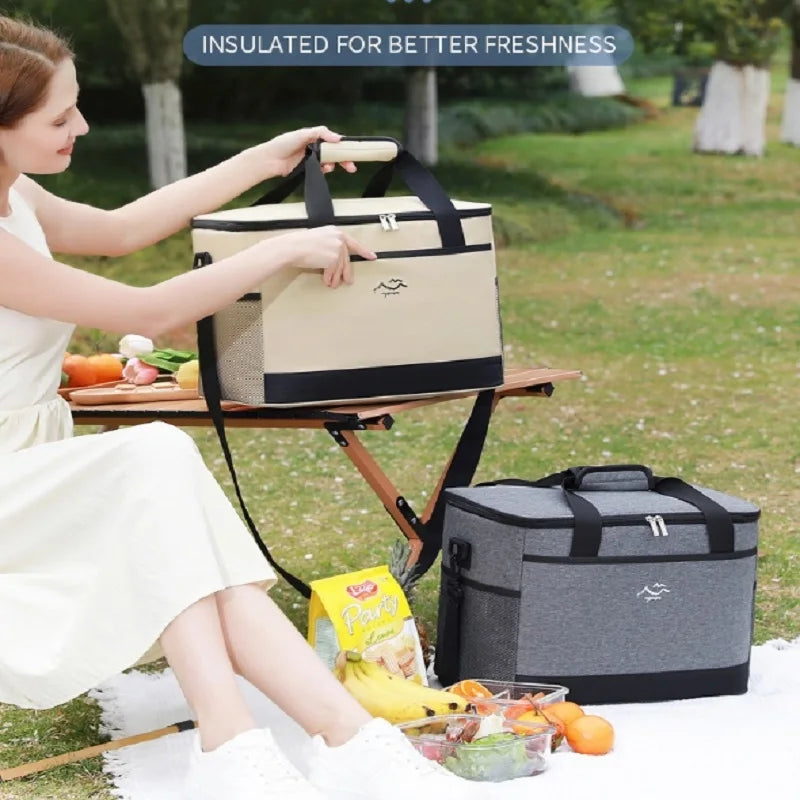 Large-Capacity Square Ice Packs Minimalist Insulated Lunch Box Bag Crossbody Fresh-Keeping Picnic Bag for Outdoor Use Peaceful Pleasures Health and Wellness