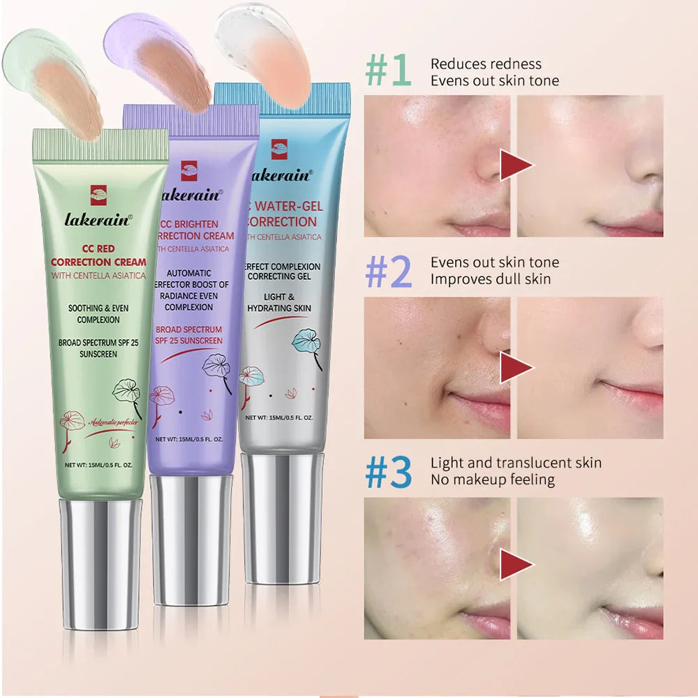 3-Piece Centella CC Cream Set | Korean Color-Changing Foundation
