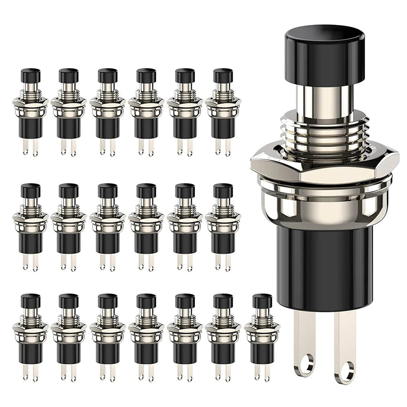 20pcs 1A 250VAC SPST Mini Pushbutton Switches Normally Open(NO) Black & Red Cap Momentary Push Button Switch Peaceful Pleasures Health and Wellness 250V Black