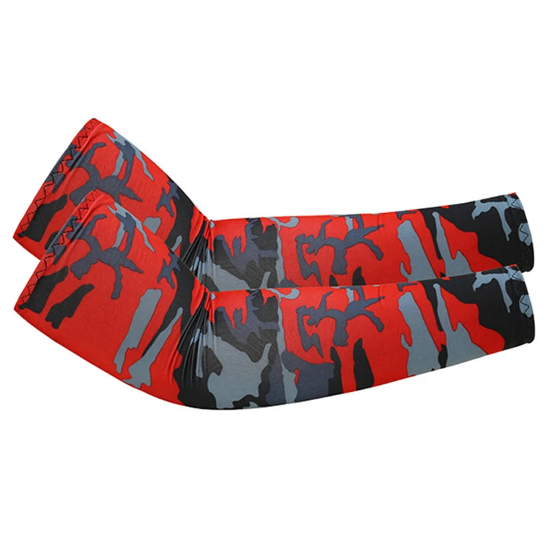 Unisex Cooling Arm Sleeves Elbow Cover Cycling Run Fishing UV Sun Protection Outdo Cool Arm Sleeves Peaceful Pleasures Health and Wellness Red camouflage