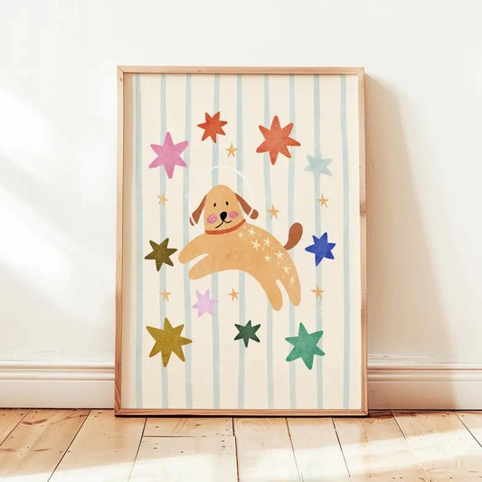 Cartoon Dog Astronaut Canvas Wall Art Print | Space Decor Canvas Wall Art Print Peaceful Pleasures Health and Wellness G5249 21x30cm Unframed