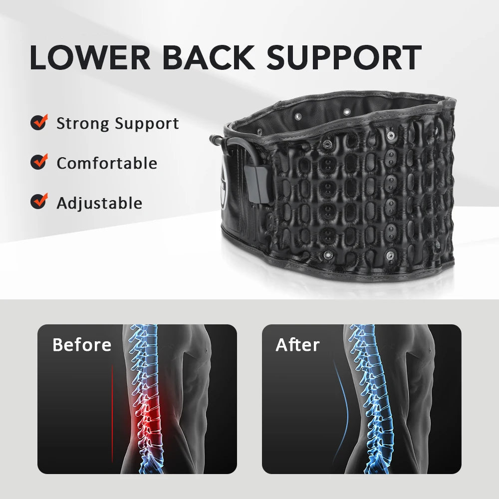 Waist Lumbar Support Belt with Air Pump Adjustable Back Brace for Work Sciatica Spinal Decompression Air Traction Strap Office Peaceful Pleasures Health and Wellness