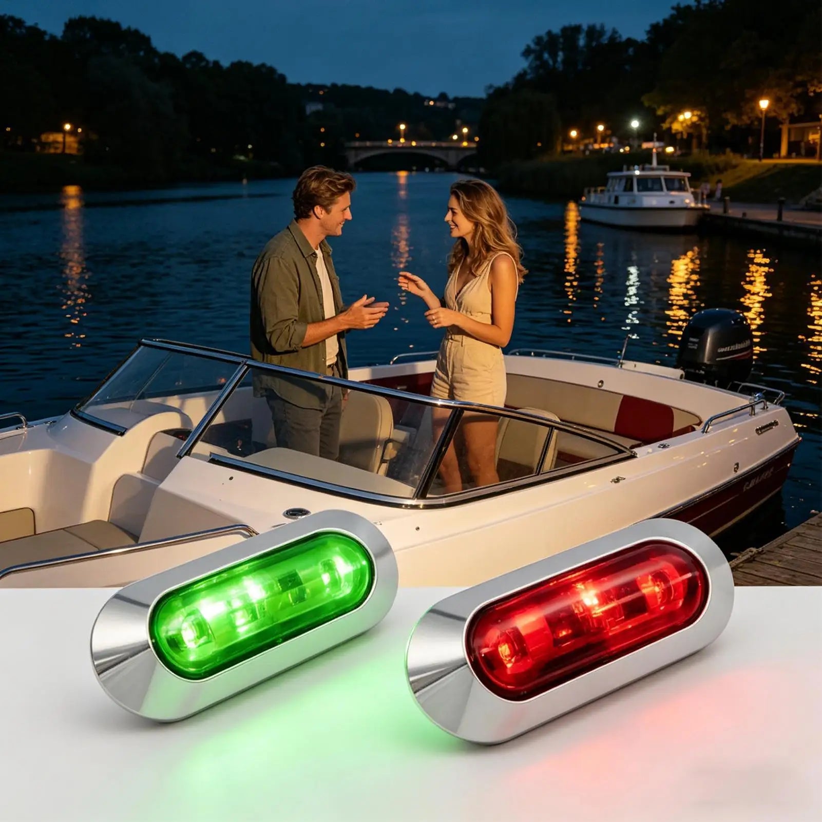 Marine Navigation Lights 2pcs Red And Green LED IP67 Waterproof 12-24V For Sea Fishing Sailing Yachting Cruising Docking Peaceful Pleasures Health and Wellness