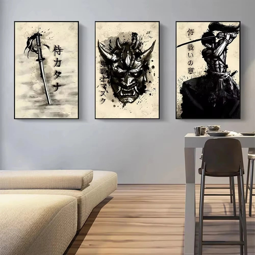 Japanese Samurai Canvas Wall Art | Unframed Poster Print