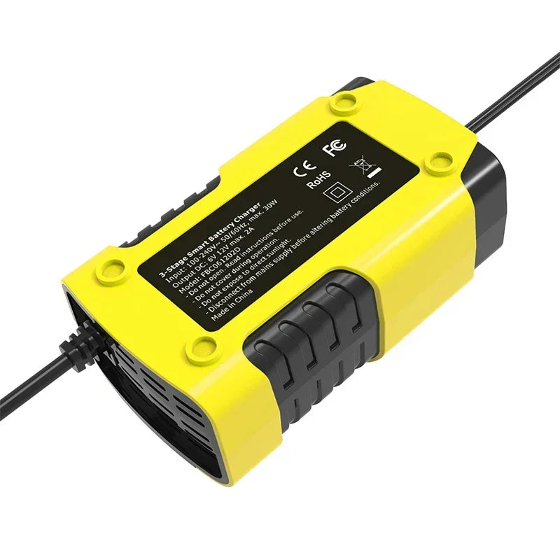 New Automatic 2A 6V 12V Car Battery Charger Lead-Acid GEL AGM Wet Calcium Deep Cycle VRLA Pulse Repair with LCD Display Peaceful Pleasures Health and Wellness