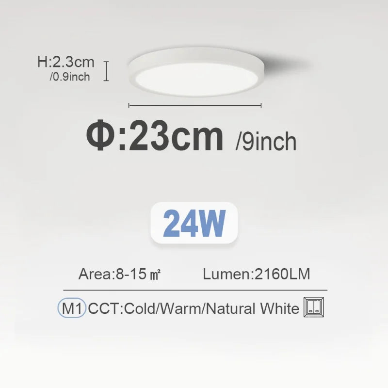 Ultra-Thin LED Ceiling Light 23/30cm | Dimmable Remote