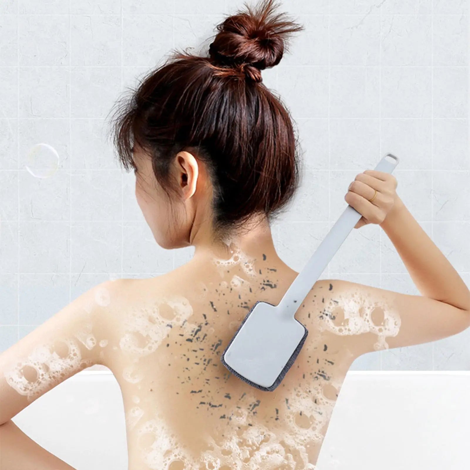 Back Scrubber for Shower Anti Slip Portable Cleaning Cleaner Washer Bath Brush with Long Handle for Showering Bathing Washing Peaceful Pleasures Health and Wellness