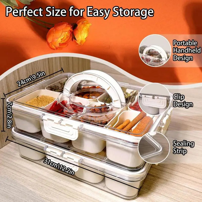 Snack Container Box Leakproof Fruit Food Storage Container Box Portable Tray With Lid Handle Organizer For Picnics School Road Peaceful Pleasures Health and Wellness