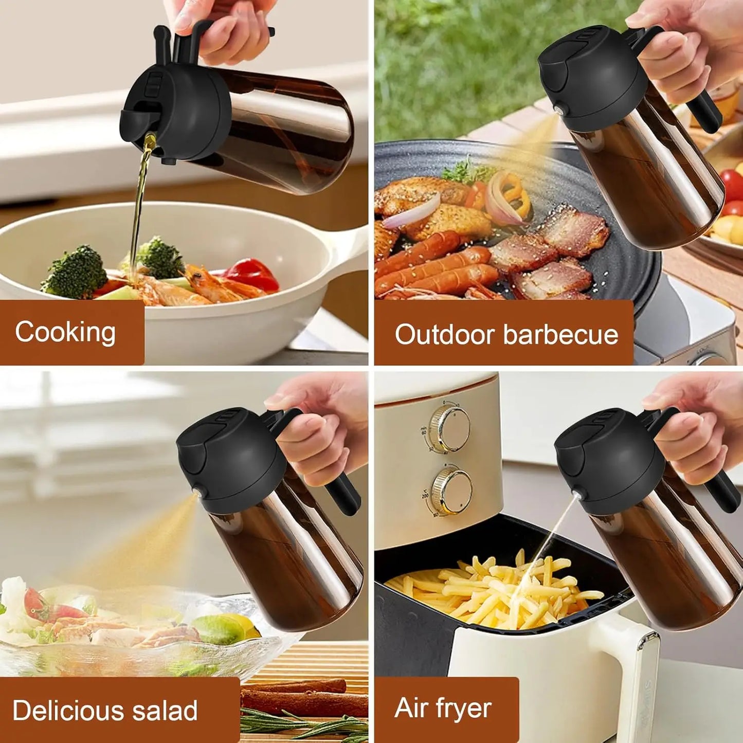 470ml Amber Glass Oil Sprayer & Dispenser | Air Fryer, BBQ, Cooking