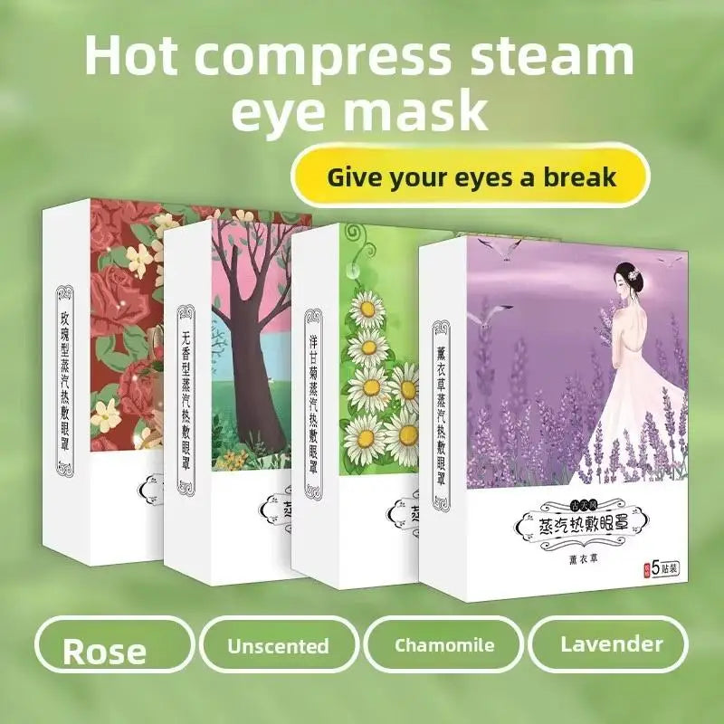 5pack Self-heating Steam Eye Masks All Blackout Available In Lavender Chamomile Rose Artemisia & Peach Scents Peaceful Pleasures Health and Wellness