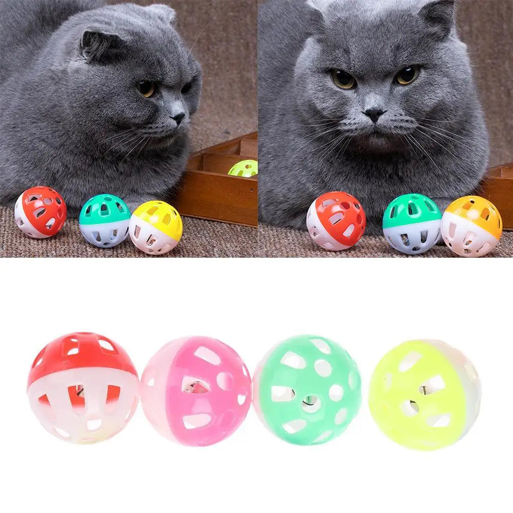 Cats Chase Relieve Boredom Entertainment Toys Pet Plastic Spherical Toys Cat Colorful Hollow Rolling Bell Ball Toy Pet Supplies Peaceful Pleasures Health and Wellness