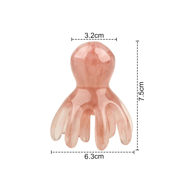Resin Double Row Octopus Comb, Cute Head Massager, Hair Care, Meridian Scraping, Scalp Massage, Acupuncture, SPA, Gua Sha Massag Peaceful Pleasures Health and Wellness Apricot