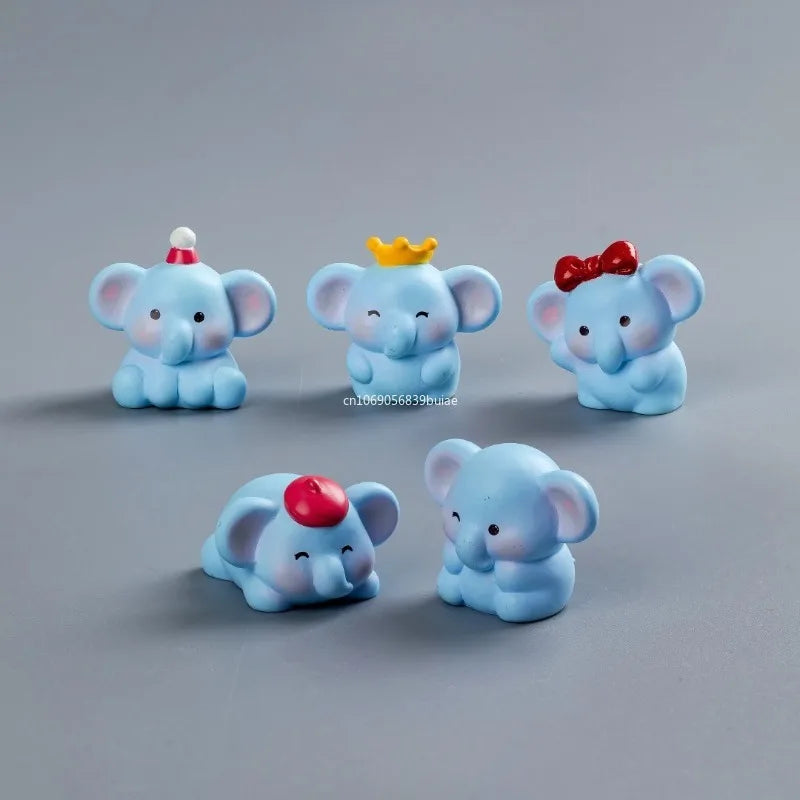 Cartoon Cute Blue Elephant Micro Landscape Desktop Decorative Ornaments Mini Elephant DIY Gadgets Decorative Figurines Decor Peaceful Pleasures Health and Wellness