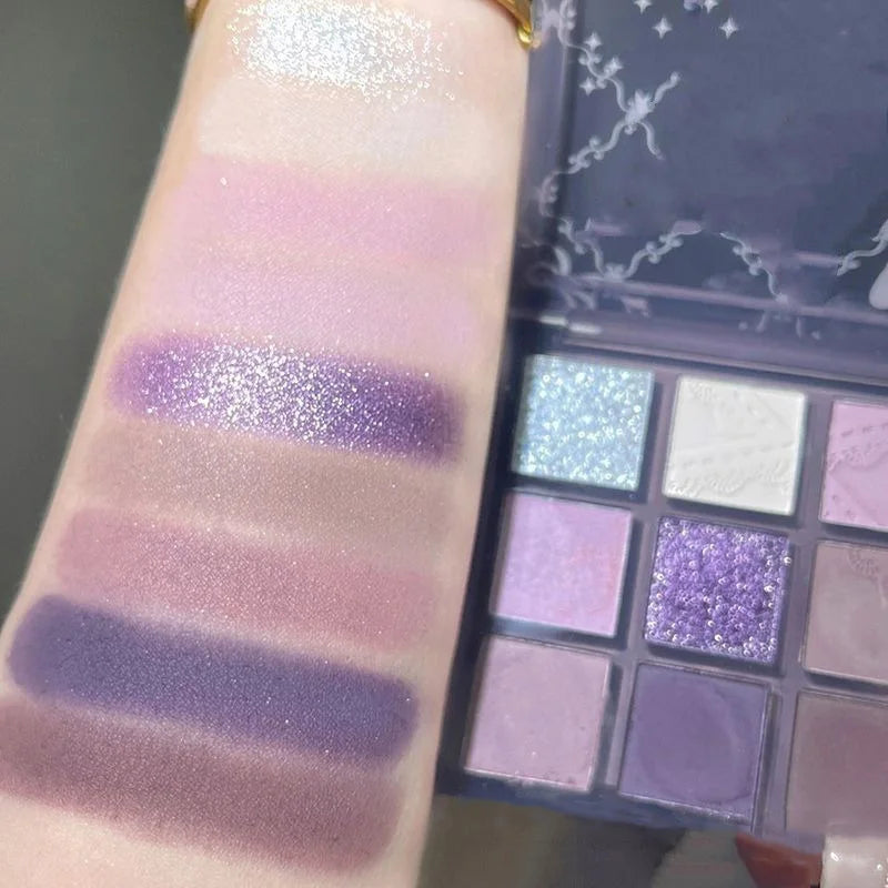 Purple Lavender 9-Color Glitter Eyeshadow Palette | Waterproof