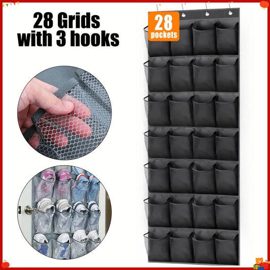 28-Pocket Over-The-Door Hanging Shoe Organizer | Mesh Storage Shoe Organizer Oasis Select