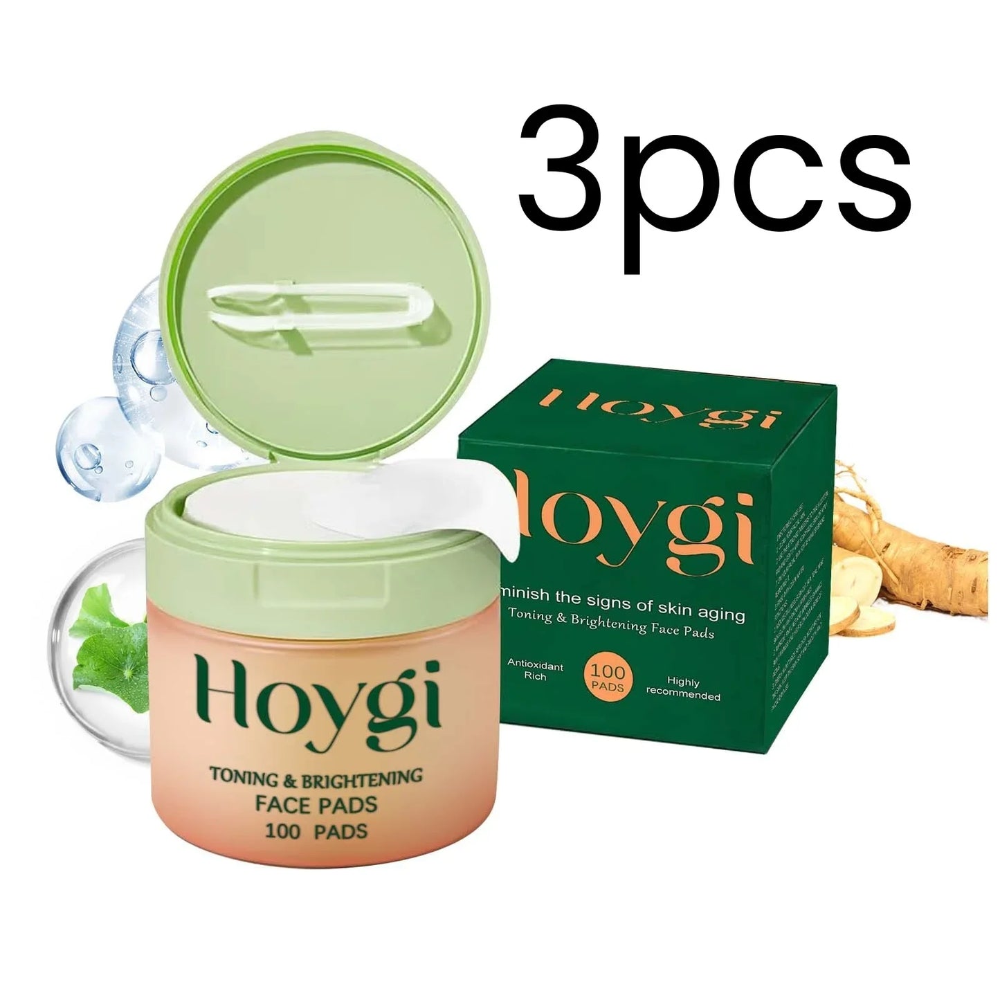 Hoygi Brightening Face Toner Pads 100ct – Hydrate & Even Skin