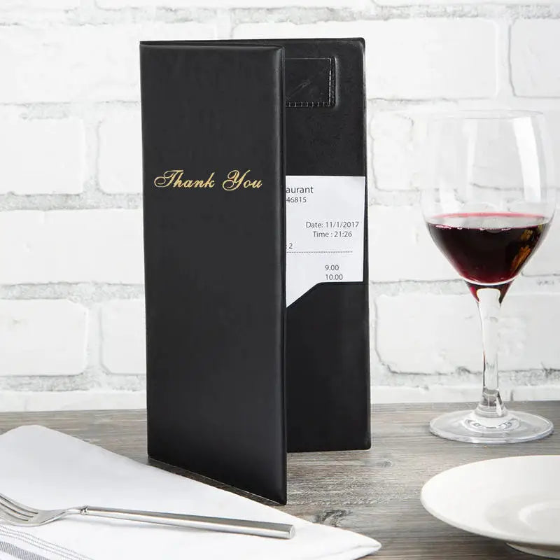 Guest Check Holder Restaurant Bill Presenter Folder Card Slot Durable Leather Menu Ticket Organizer Server Waiter Book Accessory Peaceful Pleasures Health and Wellness