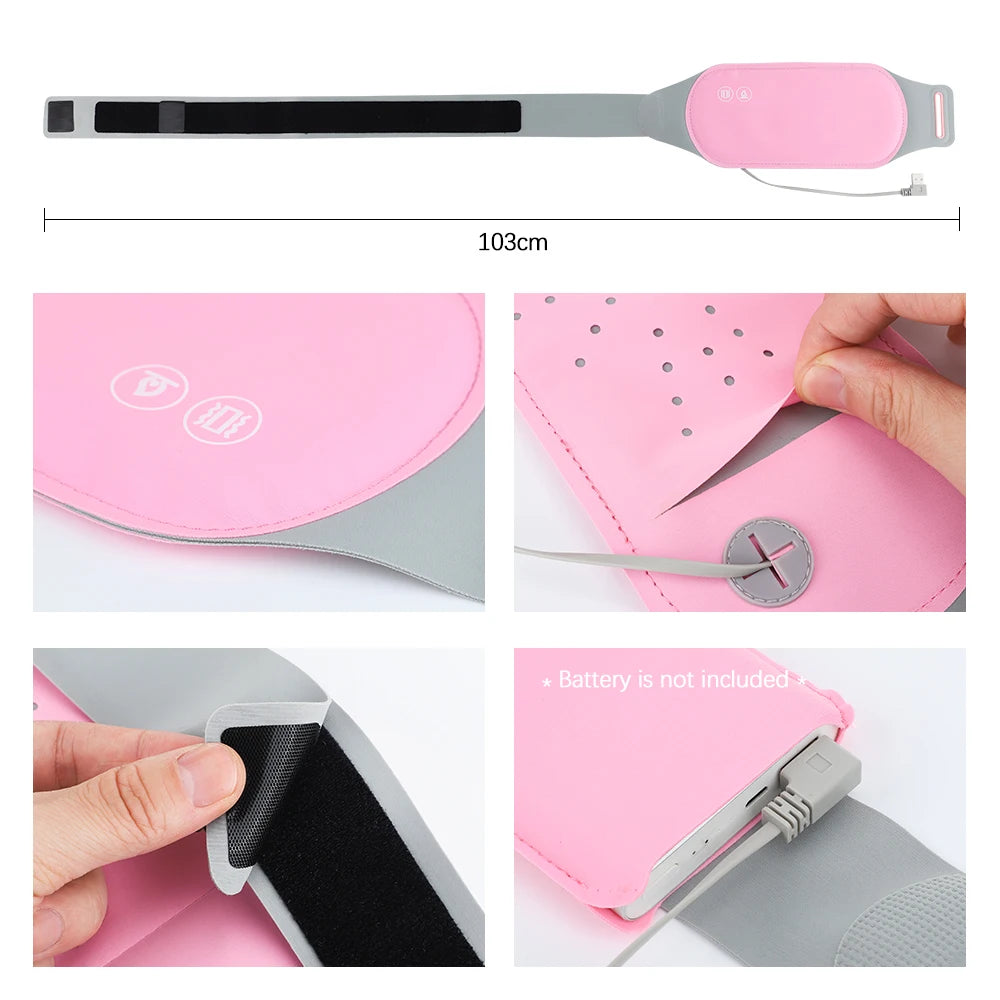 Heating Pad for Menstrual Cramps USB Powerbank Waist Massage Uterus Warm Belt 6 Vibration 3 Constant Temperature Abdomen Warmer Peaceful Pleasures Health and Wellness