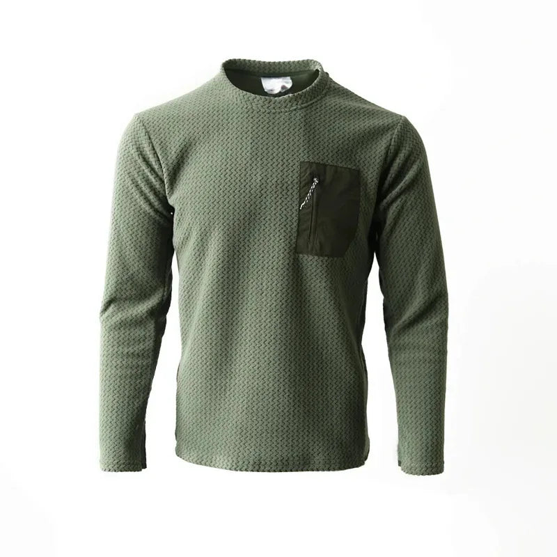 Men's Wave Texture Quick-Dry Long Sleeve Pullover Sweatshirt