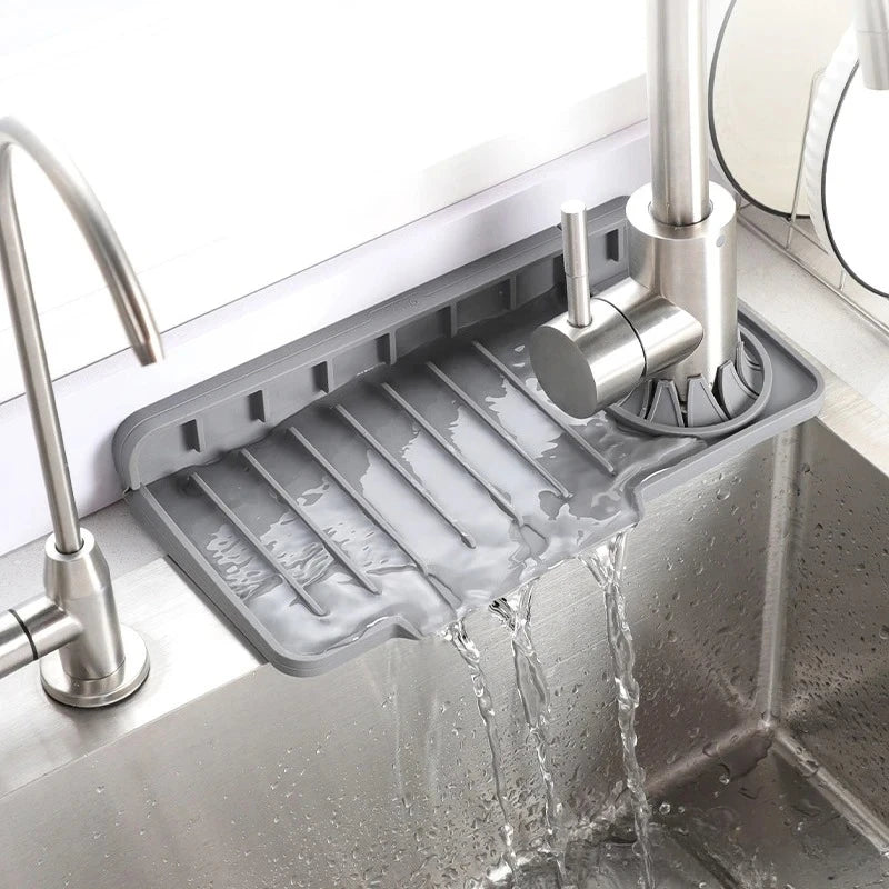 New Silicone Faucet Drain Side Hole Sink Slope Diversion Dishwasher Splash Guard Pad Heat Resistant Kitchen Bathroom Countertop Peaceful Pleasures Health and Wellness