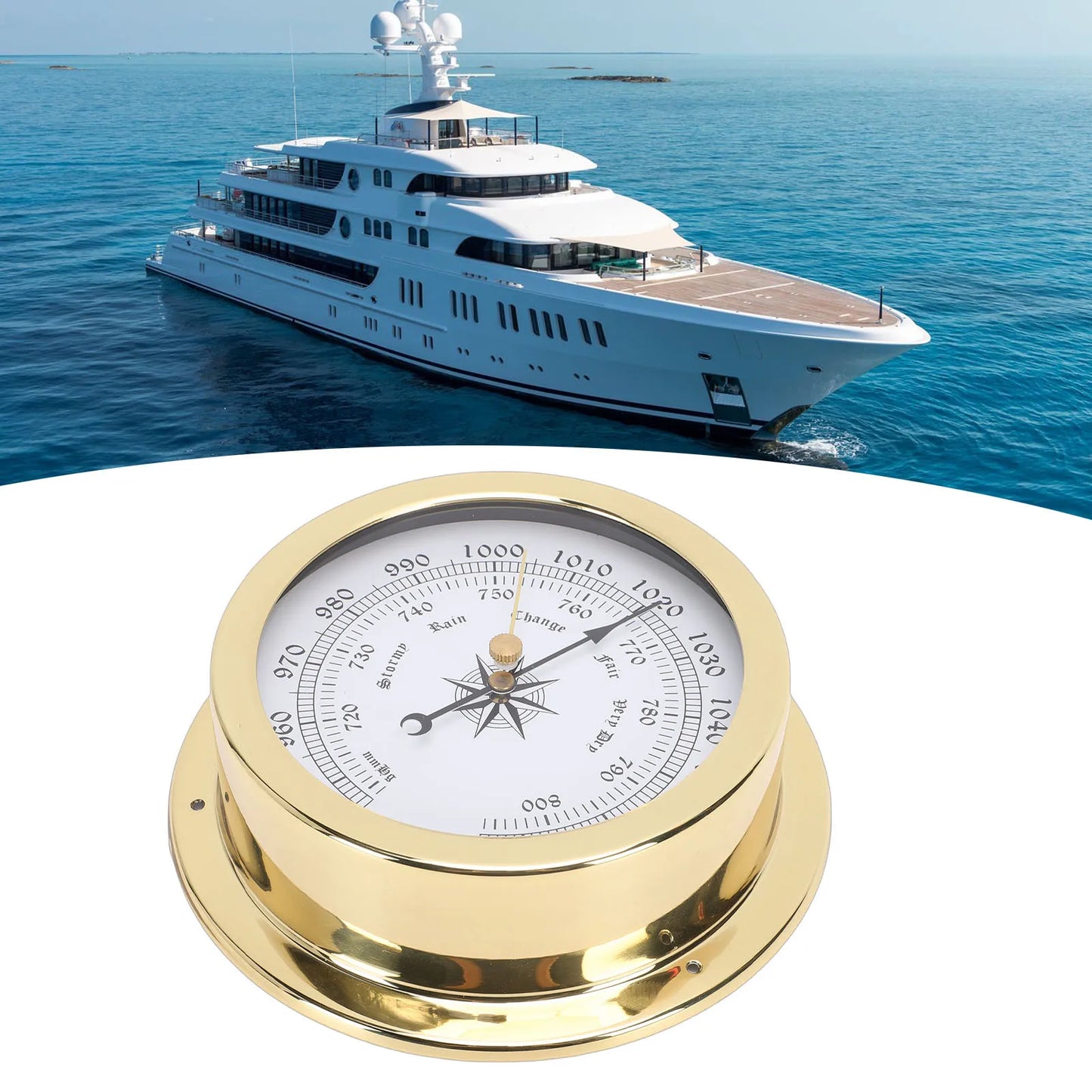 4.7" Brass Marine Barometer | Yacht & Boat Air Pressure Gauge