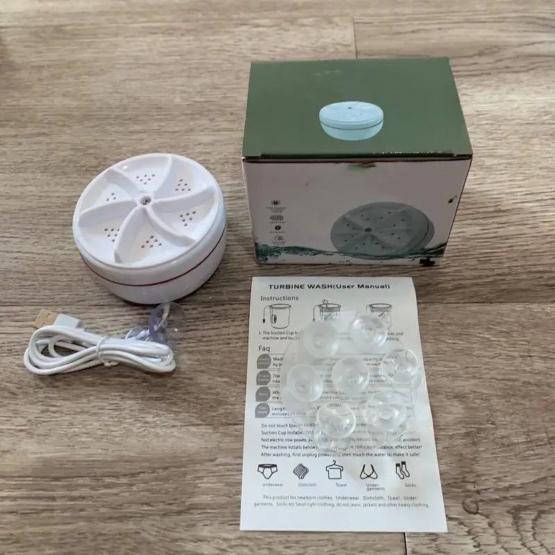 1pc USB Rotating Turbine Portable Mini Washing Machine For Socks Underwear Wash Dishes Travel Home Business Trip Peaceful Pleasures Health and Wellness as pic S no switch