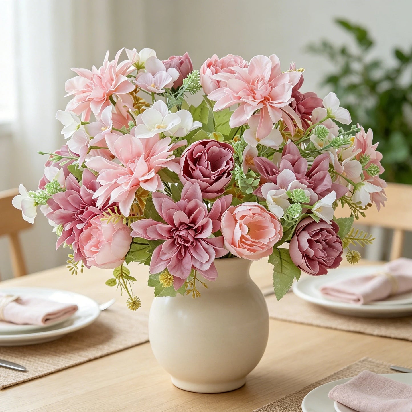 Artificial Silk Peony Dahlia Bouquet | Wedding & Home Decor