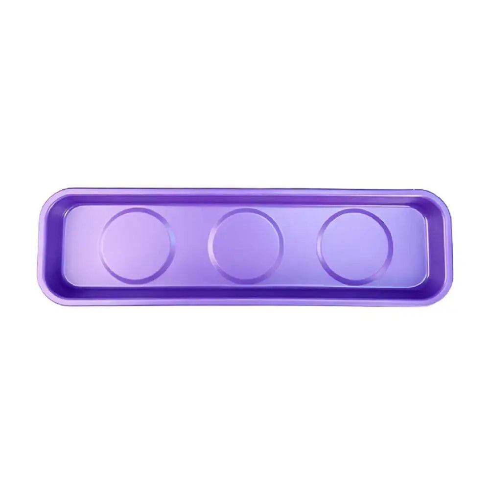 Double‑Sided Magnetic Screw Tray Purple Storage Bowl For Screws Nuts Bolts Stainless Steel Tools Tray For Car Suction Pad Tools Peaceful Pleasures Health and Wellness Rectangle