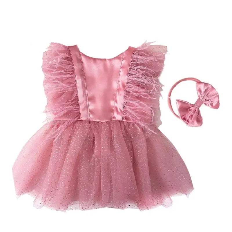 Newborn Lace Romper Dress & Hairband Set | Baby Photo Props