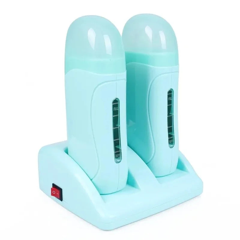 EU Plug Electric Double Wax Heater Epilator Cartridge Wax Roller Base Roll on Waxing Refillable Hair Removal Machine Depilatory Peaceful Pleasures Health and Wellness