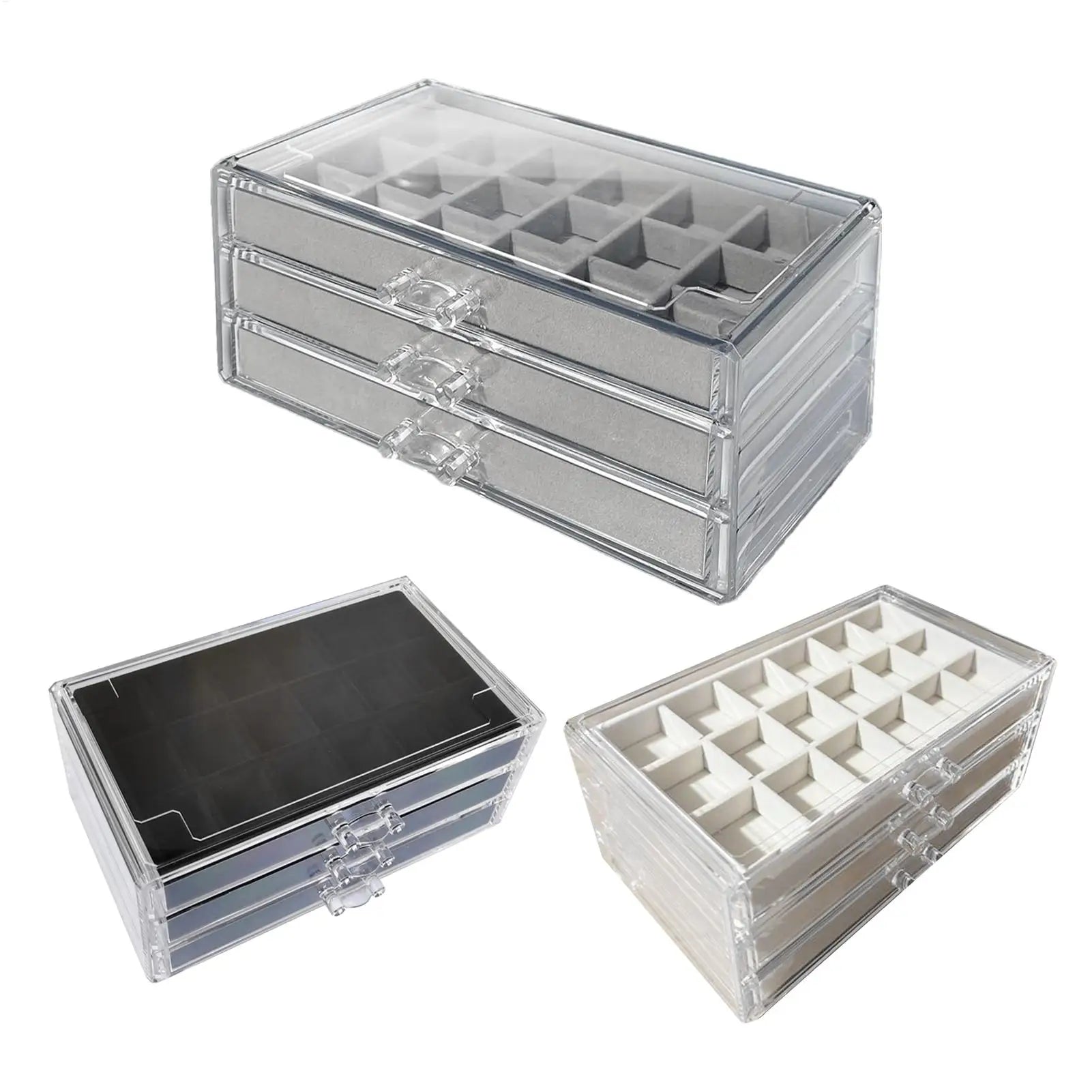 54 Grids Rock Display Case Crystal Gemstone Collection Shelf with Clear Lid Acrylic Organizer for Fossils Minerals Specimens Peaceful Pleasures Health and Wellness