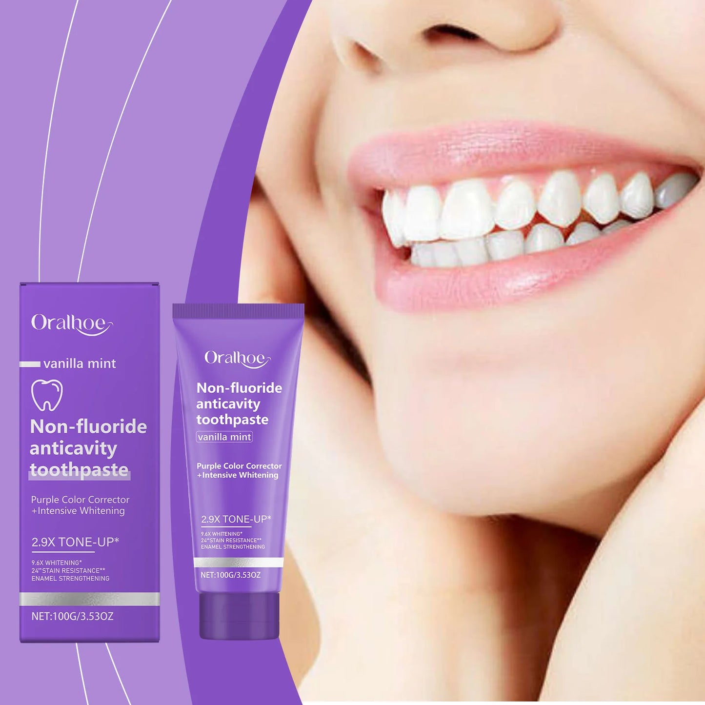 Oralhoe Purple Whitening Toothpaste | Vanilla Mint Non-Fluoride