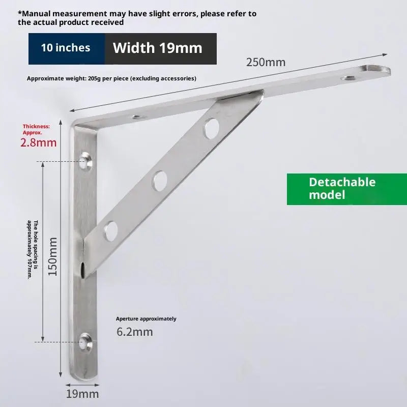 2-Pack Heavy-Duty Stainless Steel L-Shape Wall Angle Brackets