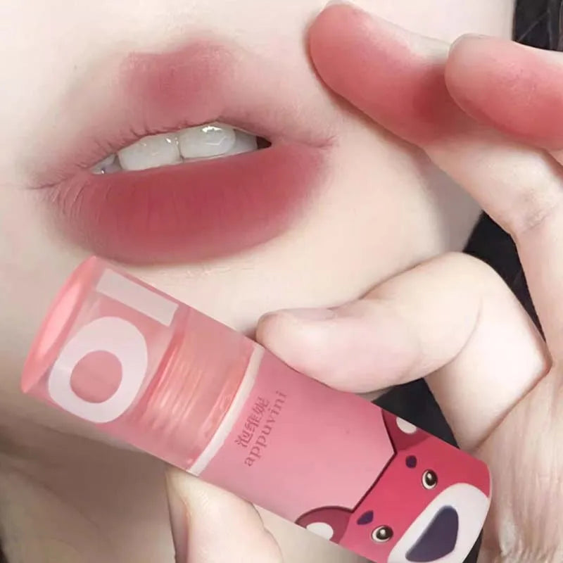 Cappuvini Bear Matte Liquid Lipstick – Strawberry Red & Nude Pink