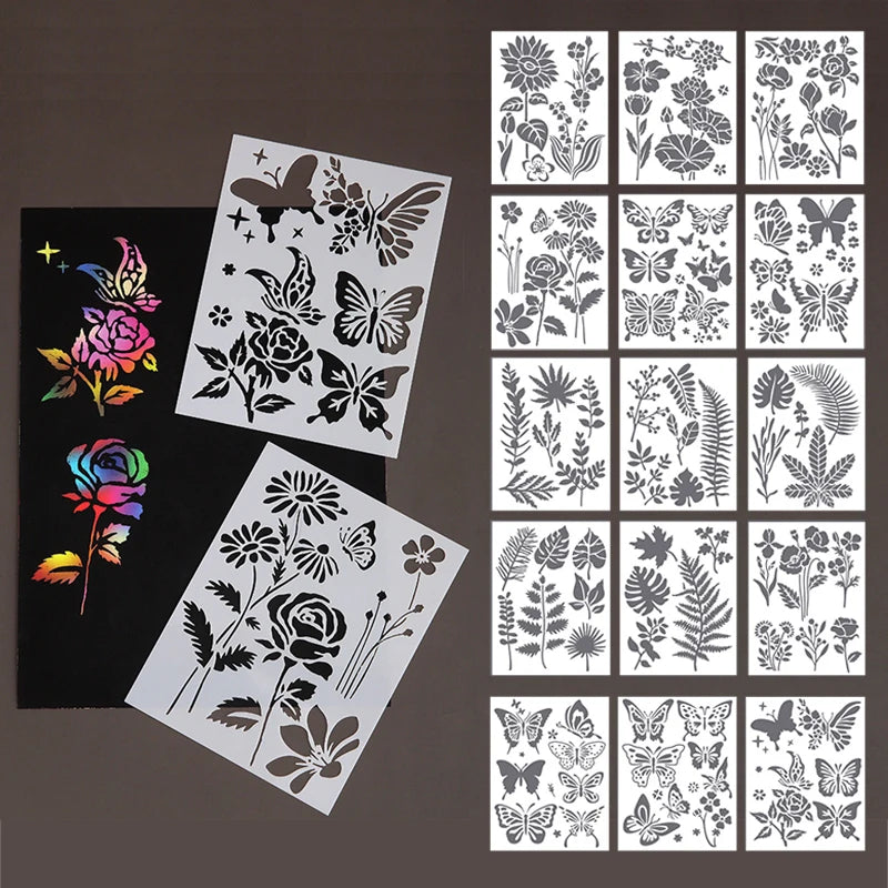 Floral Painting Templates Children Flower Leaf Butterfly DIY Drawing