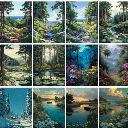 Forest Landscape Paint by Numbers Kit for Adults – 60×75cm Paint By Numbers Kit Peaceful Pleasures Health and Wellness