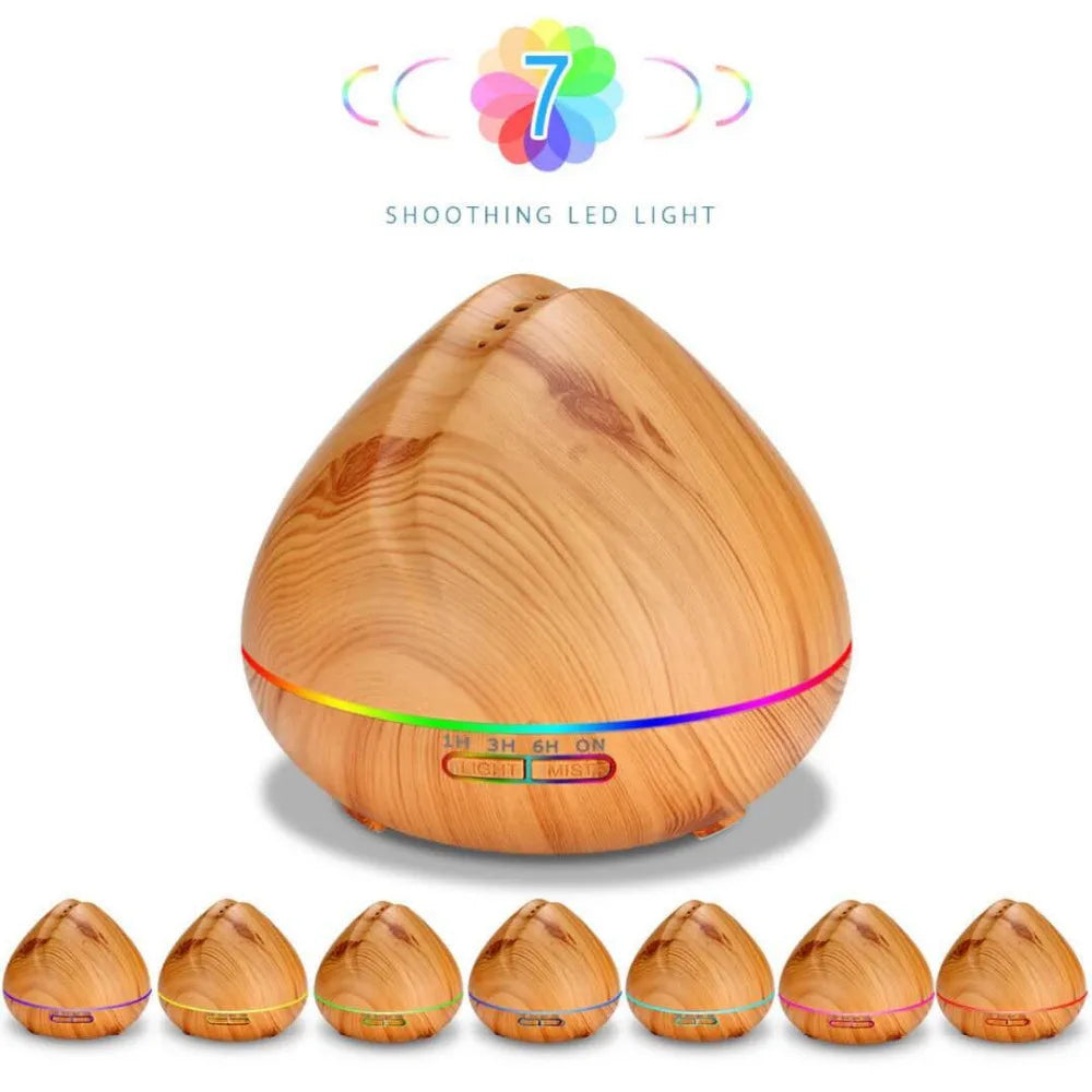 HOMEFISH 550ml Ultrasonic Aroma Diffuser | 7 LED Colors, Remote