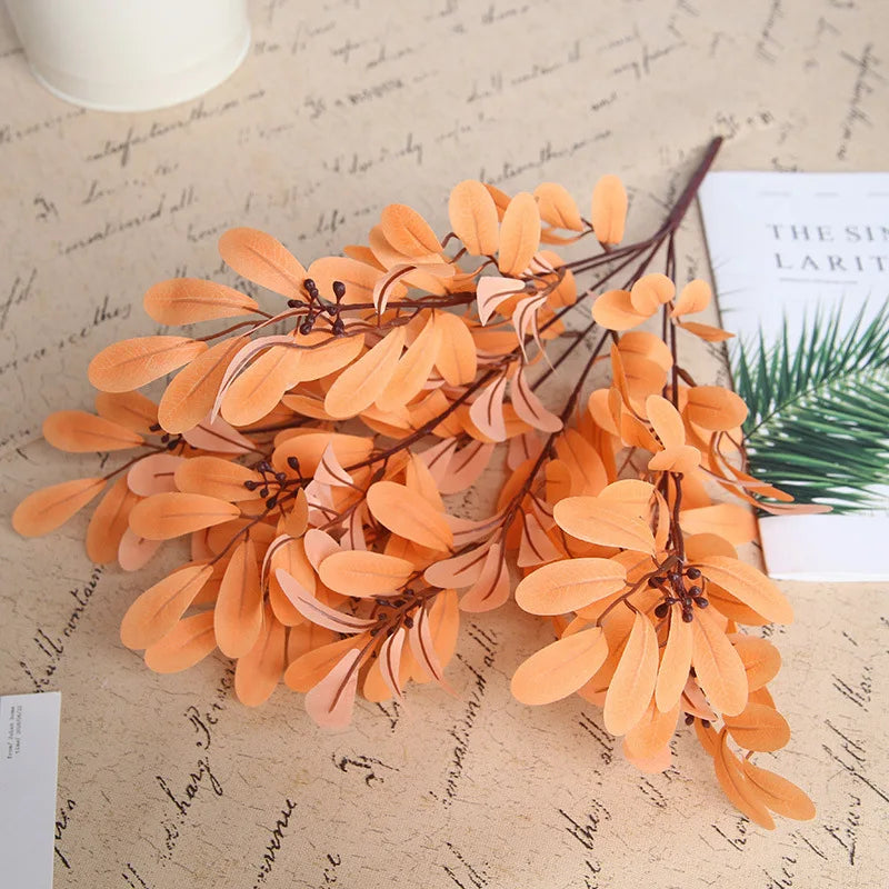 Silk Artificial Willow Bouquet | Fake Green Leaves for Home & Wedding
