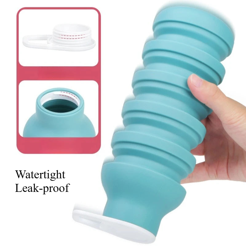 Silicone Collapsible Travel Sports Water Bottle 600ml