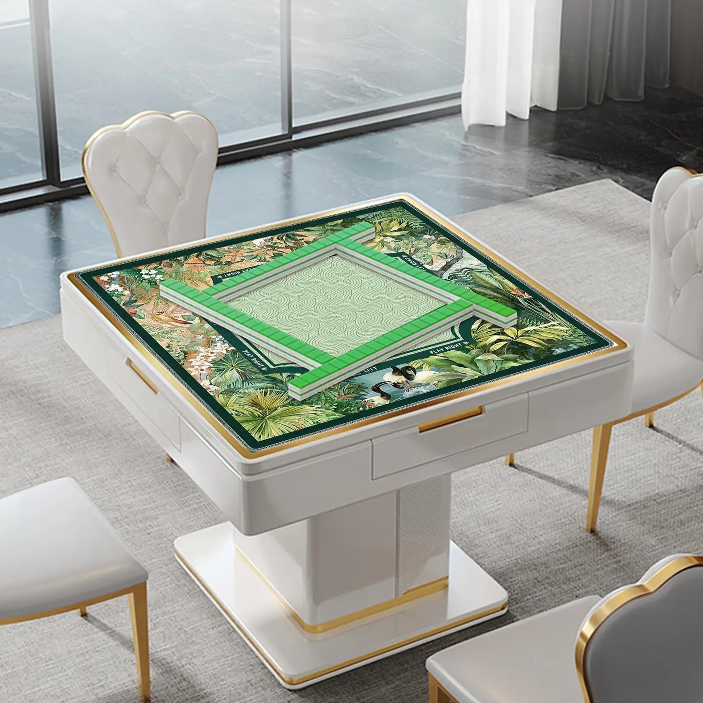 80*80cm Mahjong Mat Tropical Plants Vintage Design Anti-Slip Poker Card Table Cover For Tile Games Home Dorm Living Room Decor Peaceful Pleasures Health and Wellness