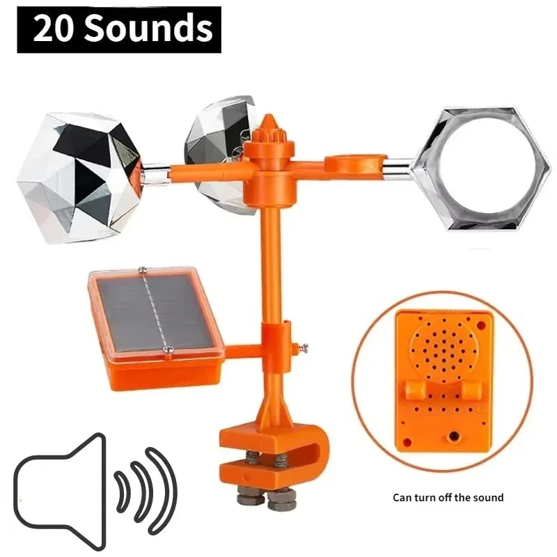 360° Spinning Reflective Solar & Wind Power Auto Bird Deterrent Scarecrow with Loud Noise for Outdoor Garden Farm Peaceful Pleasures Health and Wellness Solar energy